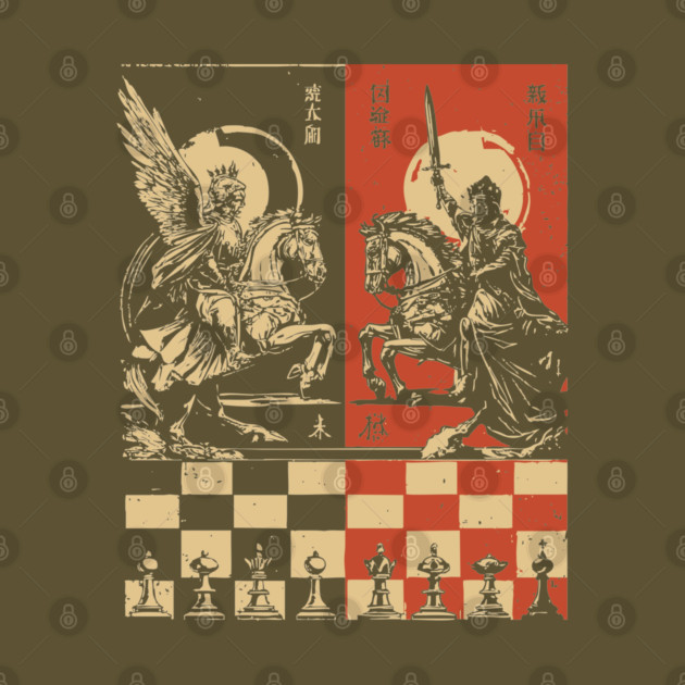 Chess Battle Japanese Strategy Game Vintage War Poster Art by TuncGK