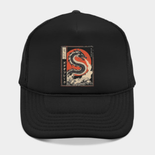 Japanese Fire Dragon Traditional Mythical Beast Vintage Art Hat