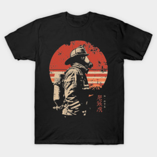 Samurai Firefighter Japanese Hero Vintage Propaganda Poster T-Shirt