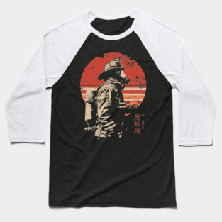 Samurai Firefighter Japanese Hero Vintage Propaganda Poster Baseball T-Shirt
