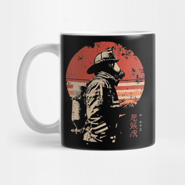 Samurai Firefighter Japanese Hero Vintage Propaganda Poster by TuncGK