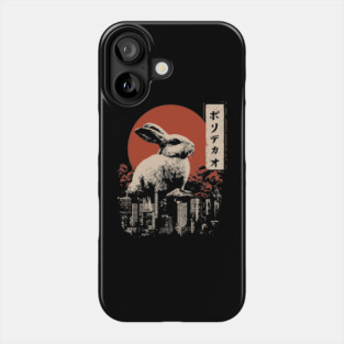 Giant Rabbit Japanese Surreal Bunny Kaiju Vintage Poster Phone Case