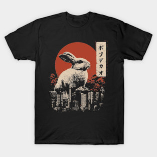 Giant Rabbit Japanese Surreal Bunny Kaiju Vintage Poster T-Shirt