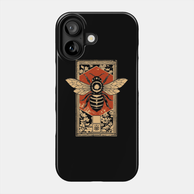 Gothic Honey Bee Japanese Insect Art Dark Pollinator Design Phone Case by TuncGK