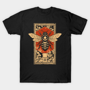 Gothic Honey Bee Japanese Insect Art Dark Pollinator Design T-Shirt