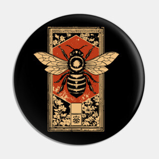 Gothic Honey Bee Japanese Insect Art Dark Pollinator Design Pin