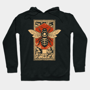 Gothic Honey Bee Japanese Insect Art Dark Pollinator Design Hoodie