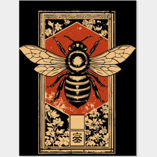 Gothic Honey Bee Japanese Insect Art Dark Pollinator Design Posters and Art
