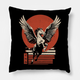 Winged Pegasus Japanese Mythology Vintage Fantasy Poster Art Pillow
