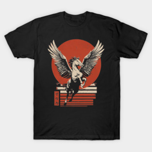 Winged Pegasus Japanese Mythology Vintage Fantasy Poster Art T-Shirt