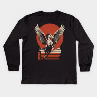 Winged Pegasus Japanese Mythology Vintage Fantasy Poster Art Kids Long Sleeve T-Shirt
