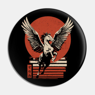 Winged Pegasus Japanese Mythology Vintage Fantasy Poster Art Pin