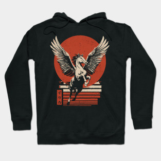 Winged Pegasus Japanese Mythology Vintage Fantasy Poster Art Hoodie