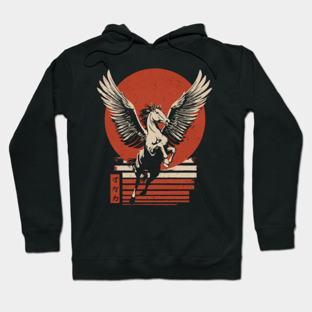 Winged Pegasus Japanese Mythology Vintage Fantasy Poster Art Hoodie by TuncGK