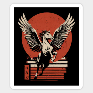 Winged Pegasus Japanese Mythology Vintage Fantasy Poster Art Sticker