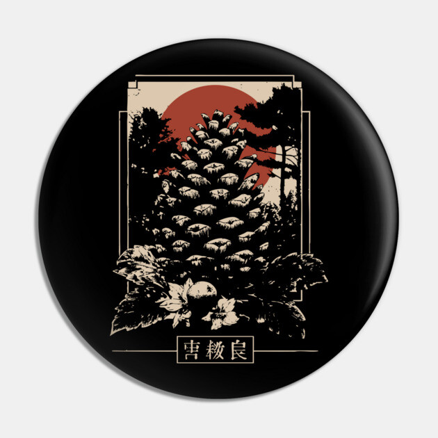 Mystical Pinecone Japanese Occult Nature Symbol Dark Art Pin by TuncGK