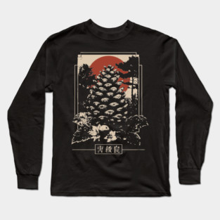 Mystical Pinecone Japanese Occult Nature Symbol Dark Art Long Sleeve T-Shirt