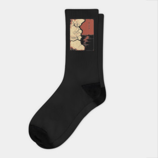Post Apocalyptic Tree Japanese Dystopian Nature Art Print Socks
