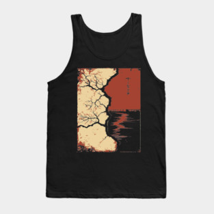 Post Apocalyptic Tree Japanese Dystopian Nature Art Print Tank Top