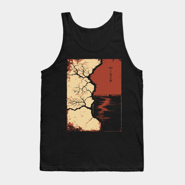 Post Apocalyptic Tree Japanese Dystopian Nature Art Print Tank Top by TuncGK