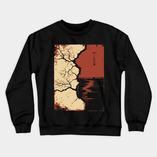 Post Apocalyptic Tree Japanese Dystopian Nature Art Print Crewneck Sweatshirt