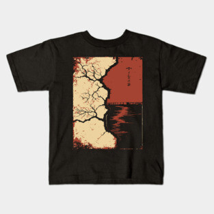 Post Apocalyptic Tree Japanese Dystopian Nature Art Print Kids T-Shirt