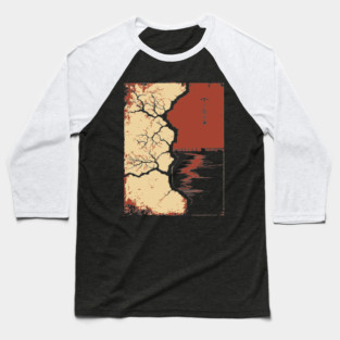Post Apocalyptic Tree Japanese Dystopian Nature Art Print Baseball T-Shirt