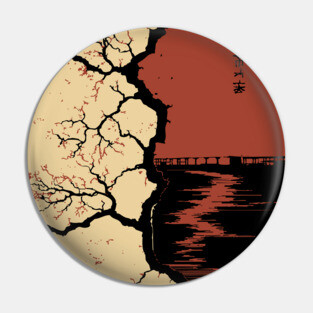 Post Apocalyptic Tree Japanese Dystopian Nature Art Print Pin