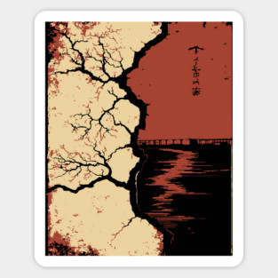 Post Apocalyptic Tree Japanese Dystopian Nature Art Print Magnet