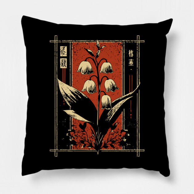 Melancholic Tulips Japanese Gothic Botanical Dark Flower Art Pillow by TuncGK