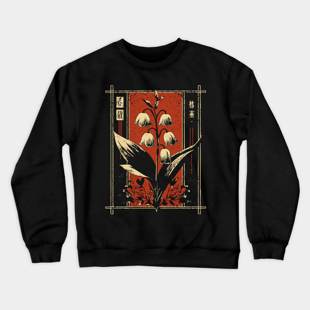 Melancholic Tulips Japanese Gothic Botanical Dark Flower Art Crewneck Sweatshirt by TuncGK