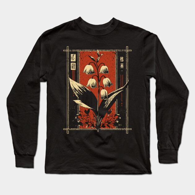 Melancholic Tulips Japanese Gothic Botanical Dark Flower Art Long Sleeve T-Shirt by TuncGK