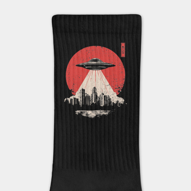 UFO Attack Japanese Propaganda Style Alien Invasion Poster Art by TuncGK