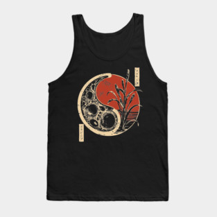 Japanese Yin Yang Bacteria Dark Art Print Vintage Biology Poster Tank Top