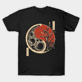 Japanese Yin Yang Bacteria Dark Art Print Vintage Biology Poster T-Shirt