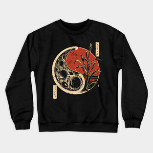 Japanese Yin Yang Bacteria Dark Art Print Vintage Biology Poster Crewneck Sweatshirt