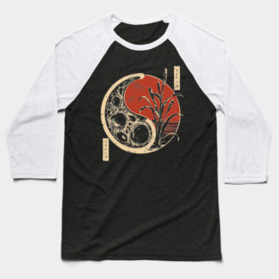 Japanese Yin Yang Bacteria Dark Art Print Vintage Biology Poster Baseball T-Shirt
