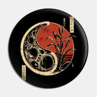 Japanese Yin Yang Bacteria Dark Art Print Vintage Biology Poster Pin