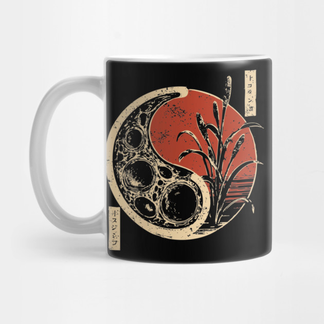 Japanese Yin Yang Bacteria Dark Art Print Vintage Biology Poster by TuncGK