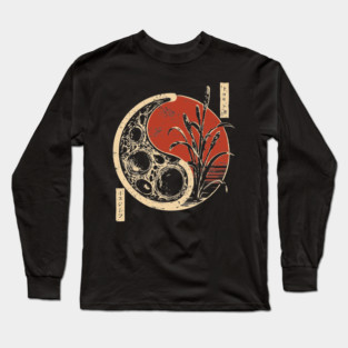 Japanese Yin Yang Bacteria Dark Art Print Vintage Biology Poster Long Sleeve T-Shirt
