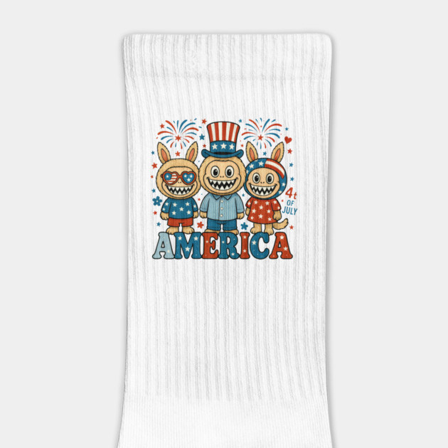 4th of July Funny Labubu Monster Doll America USA Flag Fourth of July 2025 by Tshirtiz