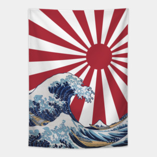 Great Wave off Kanagawa Rising Sun Tapestry
