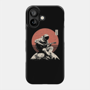 Space Astronaut Playing Guitar Japanese Retro Ukiyo-e Style Music Art Phone Case