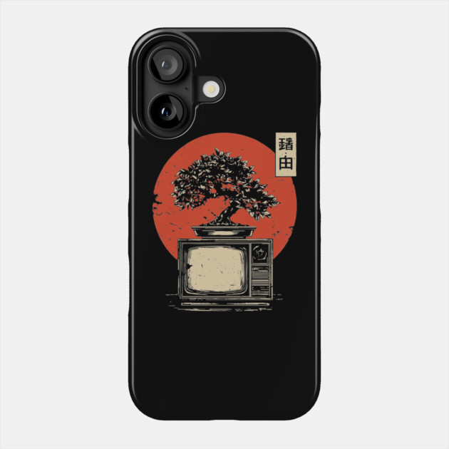 Bonsai Tree Growing From Vintage TV Japanese Retro Nature Tech Art Phone Case by TuncGK
