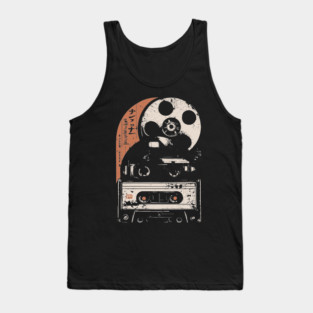 Retro Cassette Tape Japanese Vaporwave 80s Music Nostalgia Art Tank Top