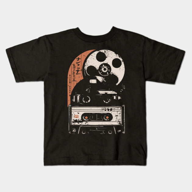 Retro Cassette Tape Japanese Vaporwave 80s Music Nostalgia Art Kids T-Shirt by TuncGK