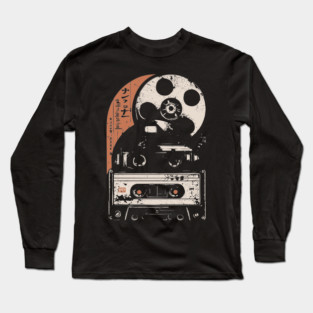 Retro Cassette Tape Japanese Vaporwave 80s Music Nostalgia Art Long Sleeve T-Shirt