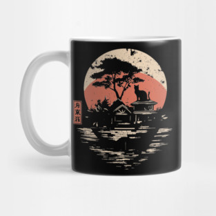 Japanese Cat Island Paradise Feline Temple Ukiyo-e Style Art Mug