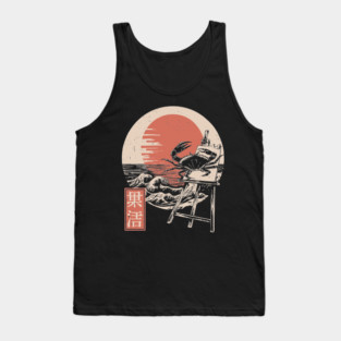 Japanese Crab Sumi-e Style Ocean Creature Ukiyo-e Beach Art Tank Top