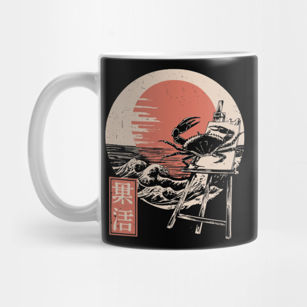 Japanese Crab Sumi-e Style Ocean Creature Ukiyo-e Beach Art by TuncGK